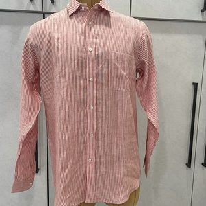 Jim Thompson Red White Striped Button Up Size L